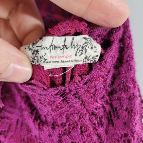 INTIMATELY FREE PEOPLE magenta lace racerback delicate bodycon dress - Picture 14 of 14